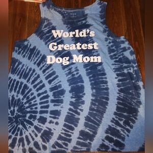 Torrid Blue Tie-Dye World's Greatest Dog Mom Tank Plus Size 4